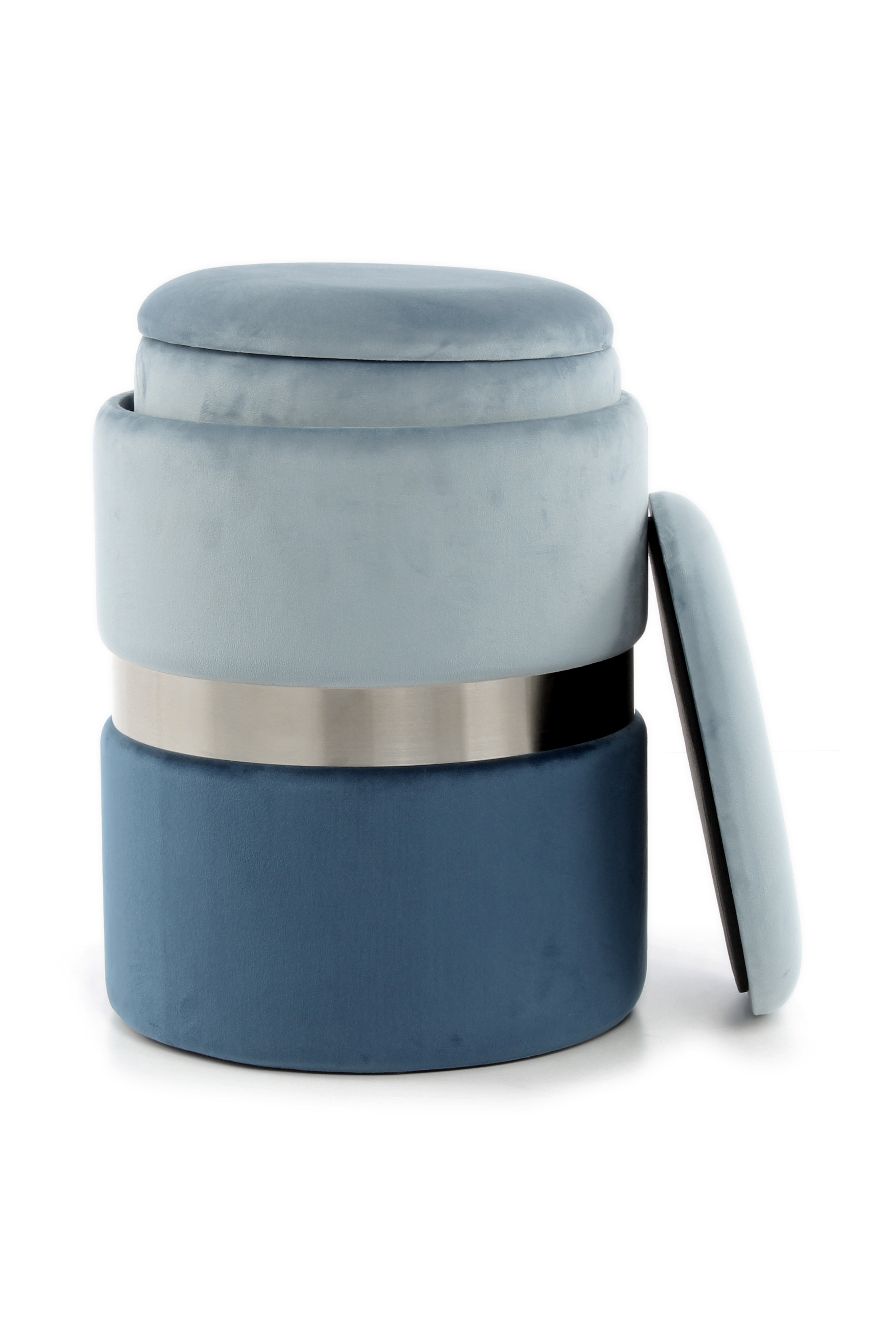 Hocker Zora 125 2-er Set Hellblau / Silber / Blau