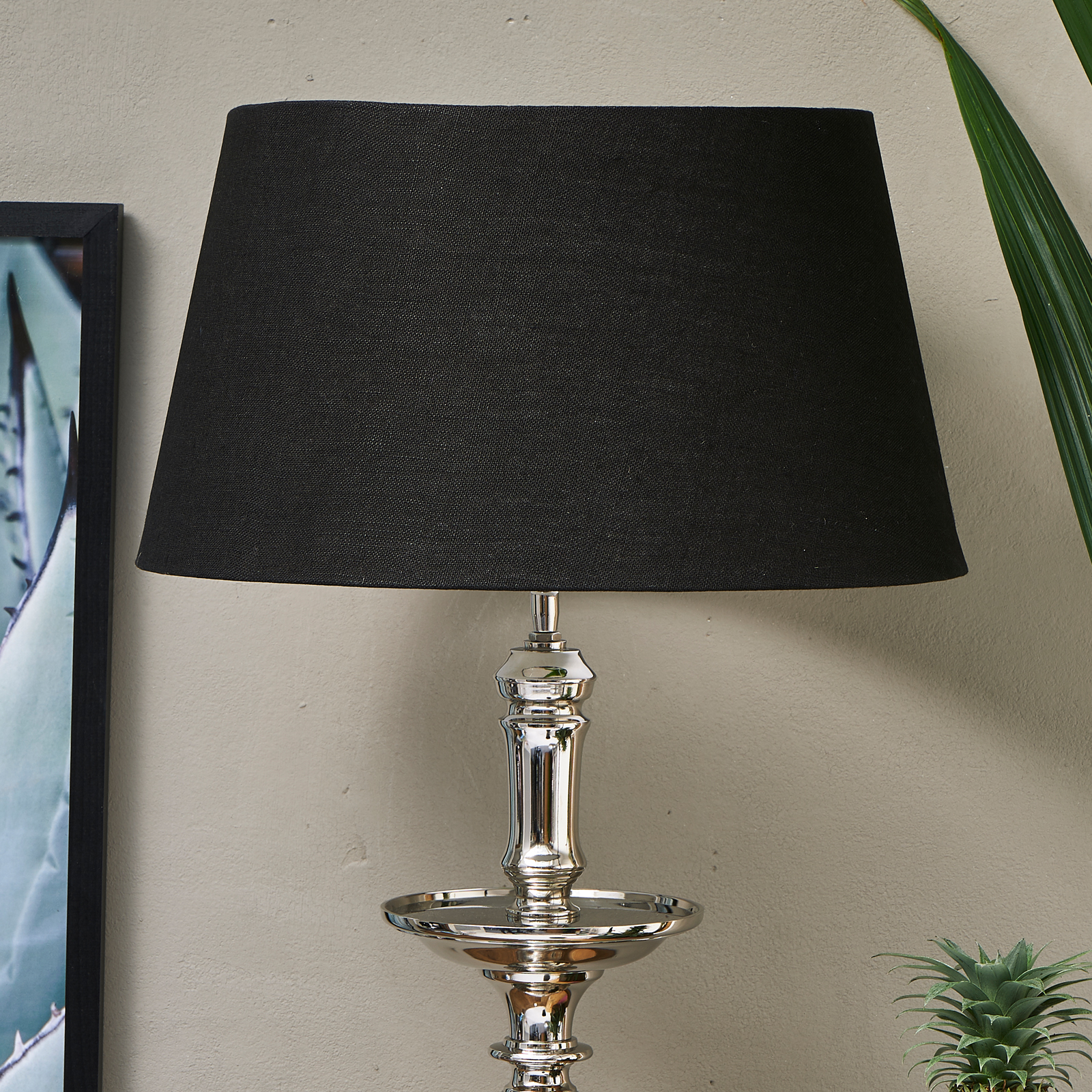 Linen Lampshade all black 35x45