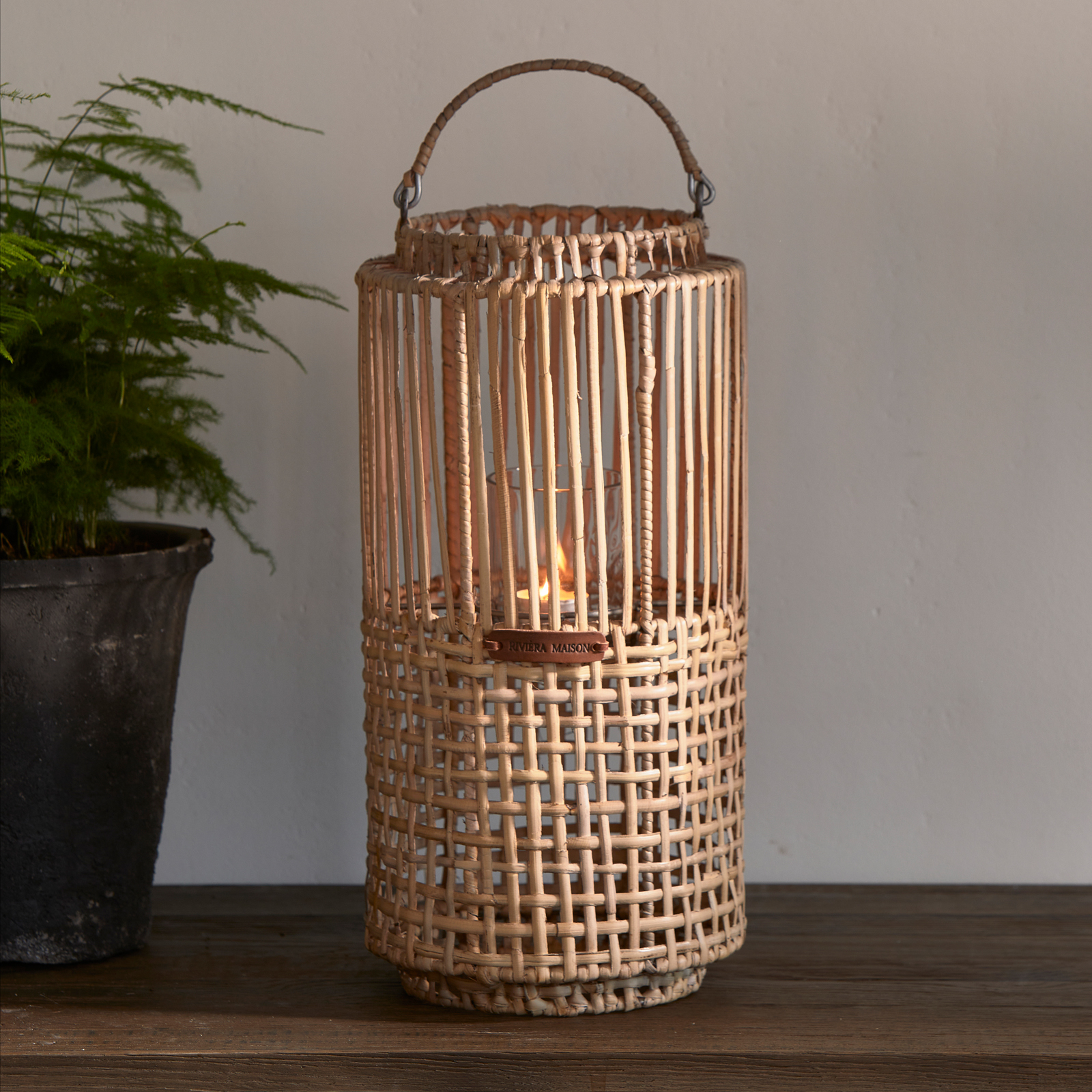 Rustic Rattan Webbing Lantern