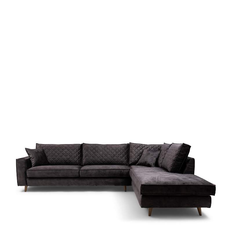 Kendall Corner Sofa Right, velvet, grimaldi grey