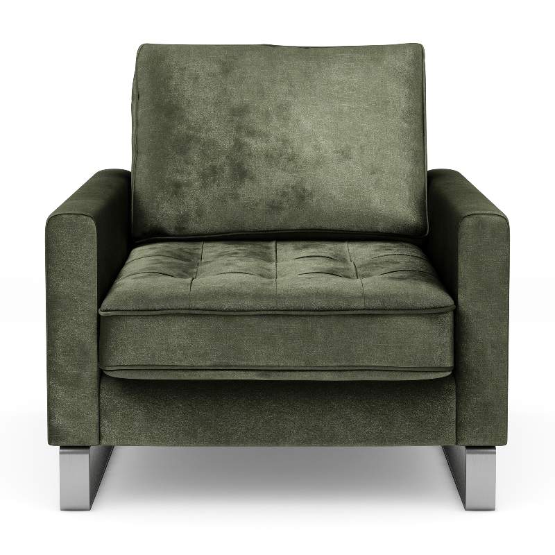 West Houston Armchair, velvet, ivy