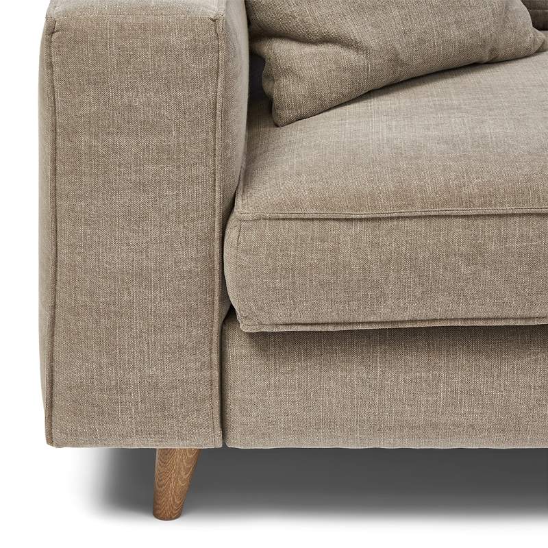 Kendall Sofa with Chaise Longue Right, washed cotton, stone