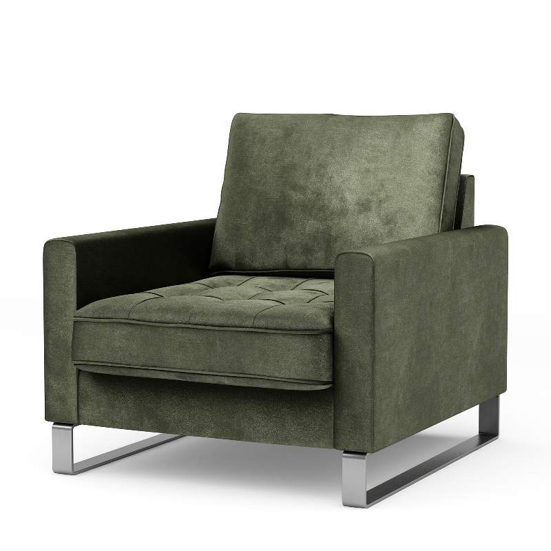 West Houston Armchair, velvet, ivy