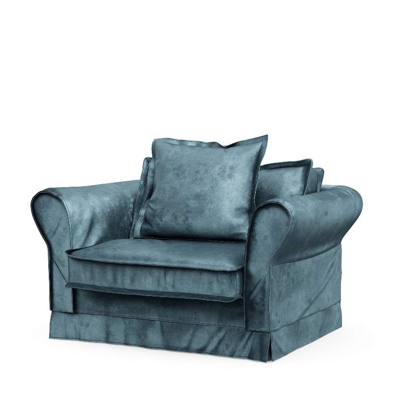 Carlton Love Seat, velvet, petrol