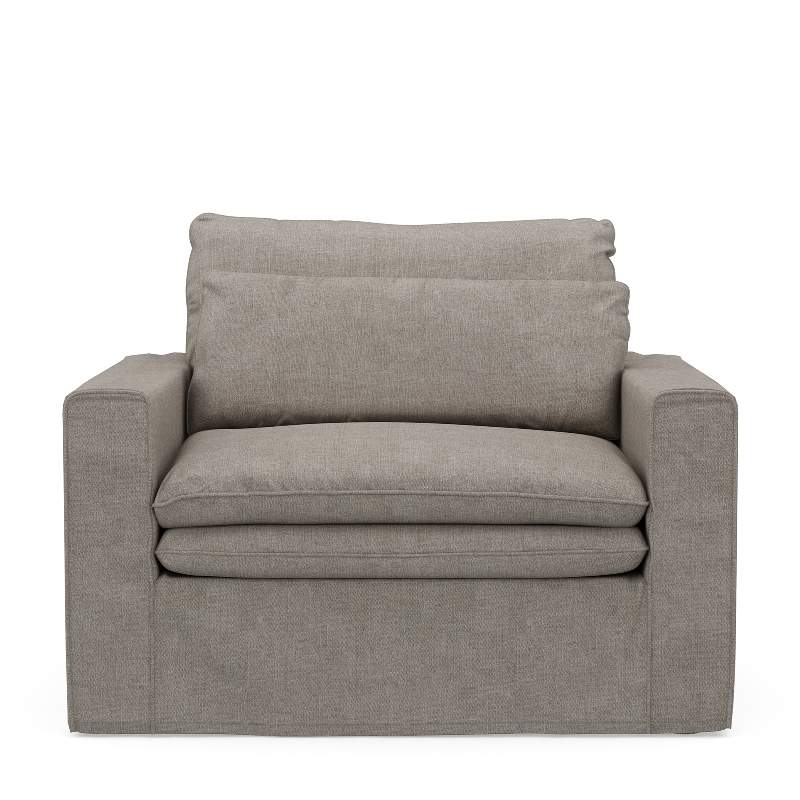 Continental Love Seat, washed cotton, stone