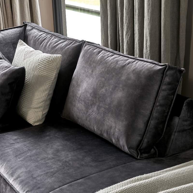 Kendall Corner Sofa Right, velvet, grimaldi grey