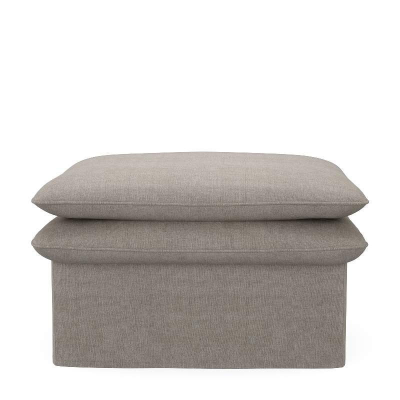 Continental Footstool 105x90, washed cotton, stone