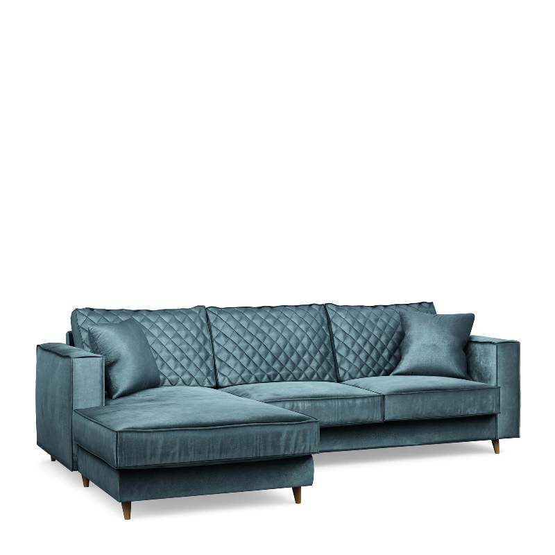 Kendall Sofa With Chaise Longue Left, velvet, petrol