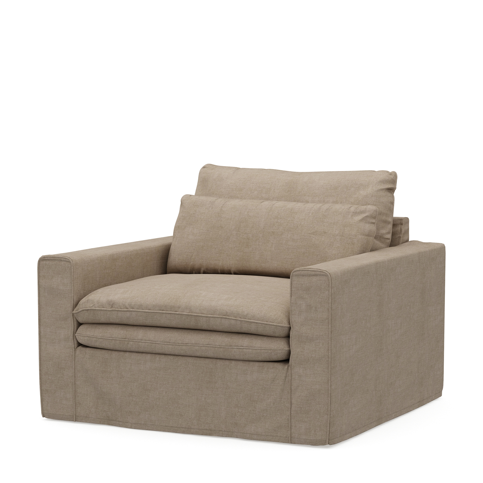 Continental Love Seat, washed cotton, natural