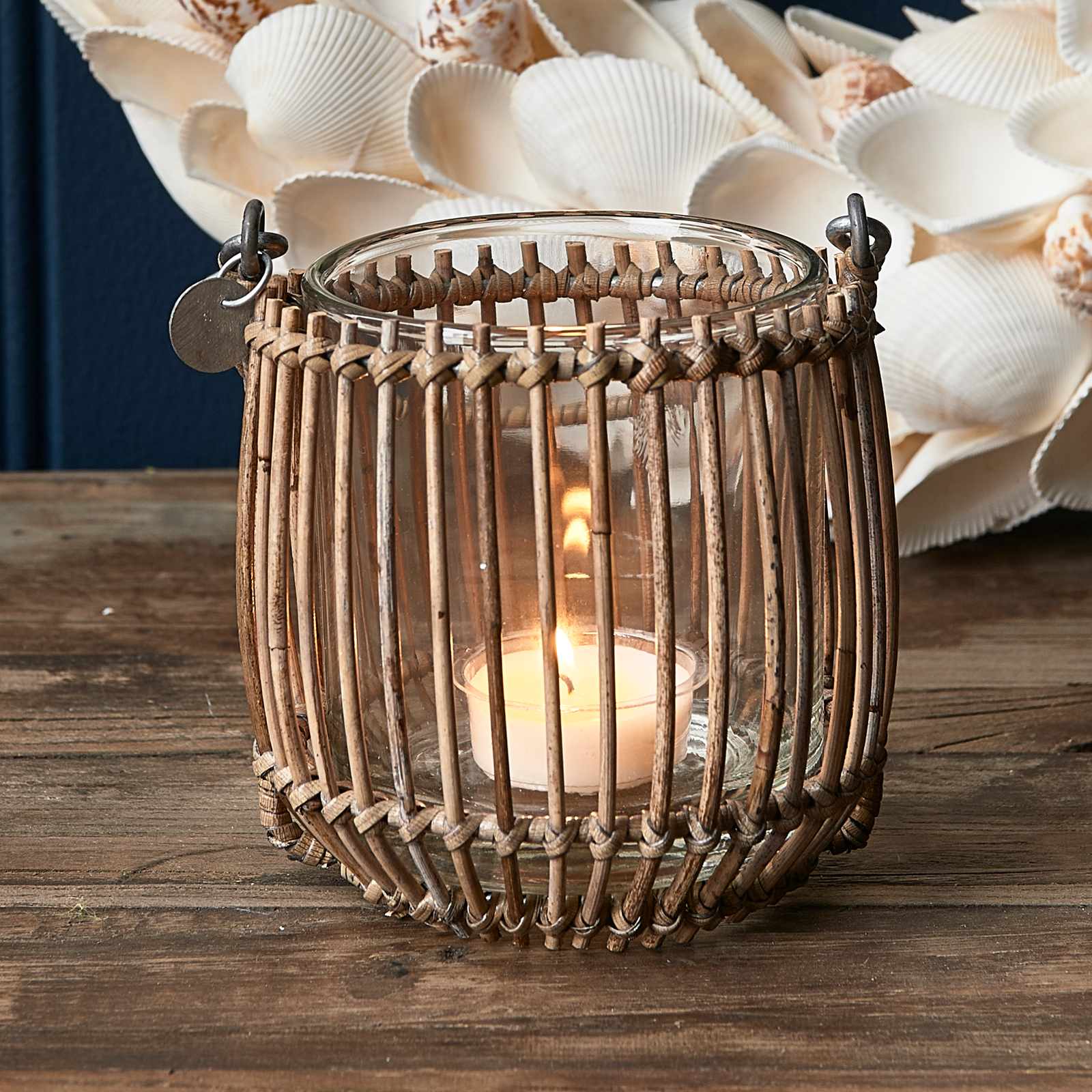 Rustic Rattan Vertical Weave Votive