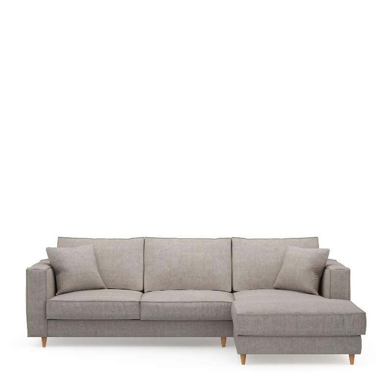 Kendall Sofa with Chaise Longue Right, washed cotton, stone