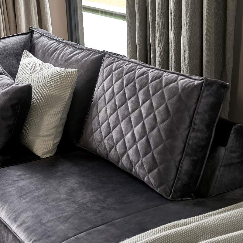 Kendall Corner Sofa Right, velvet, grimaldi grey