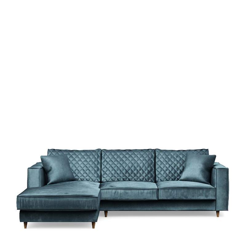 Kendall Sofa With Chaise Longue Left, velvet, petrol