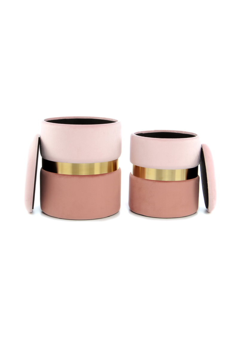 Hocker Zora 125 2-er Set Rosa / Gold / Altrosa