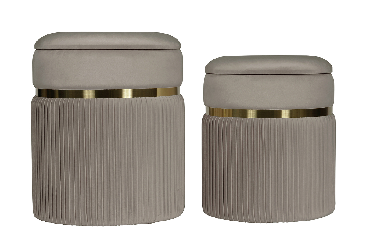 Hocker Zora 325 2er-Set Taupe / Gold