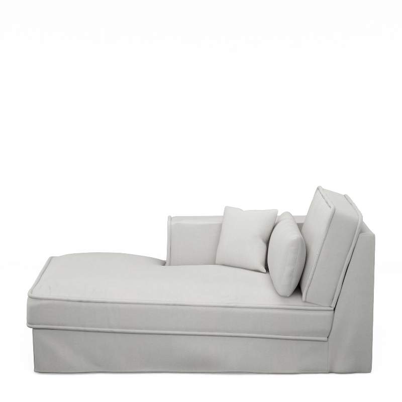 Metropolis Chaise Longue Left, washed cotton, ash grey