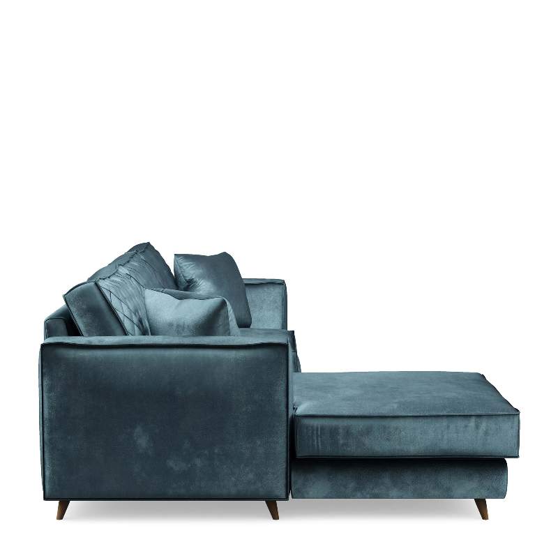 Kendall Sofa With Chaise Longue Left, velvet, petrol