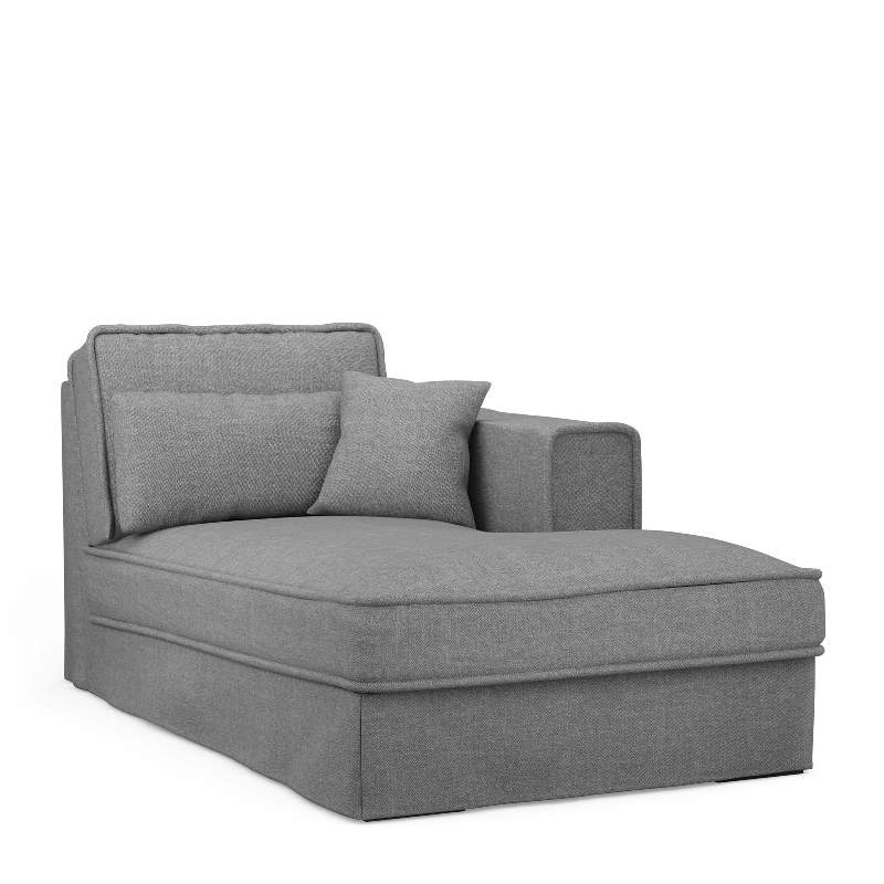 Metropolis Chaise Longue Right, washed cotton, grey
