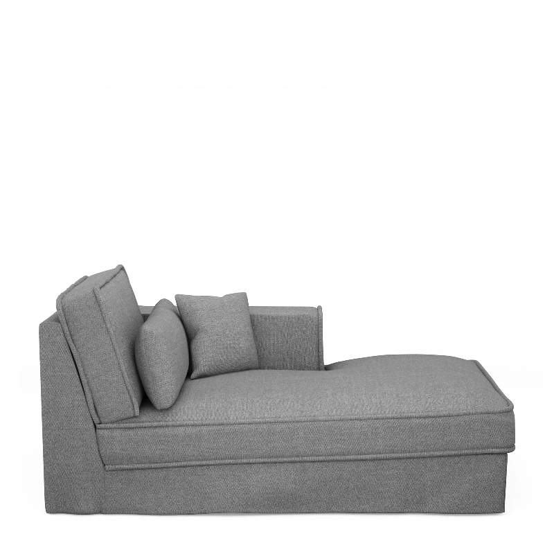 Metropolis Chaise Longue Right, washed cotton, grey