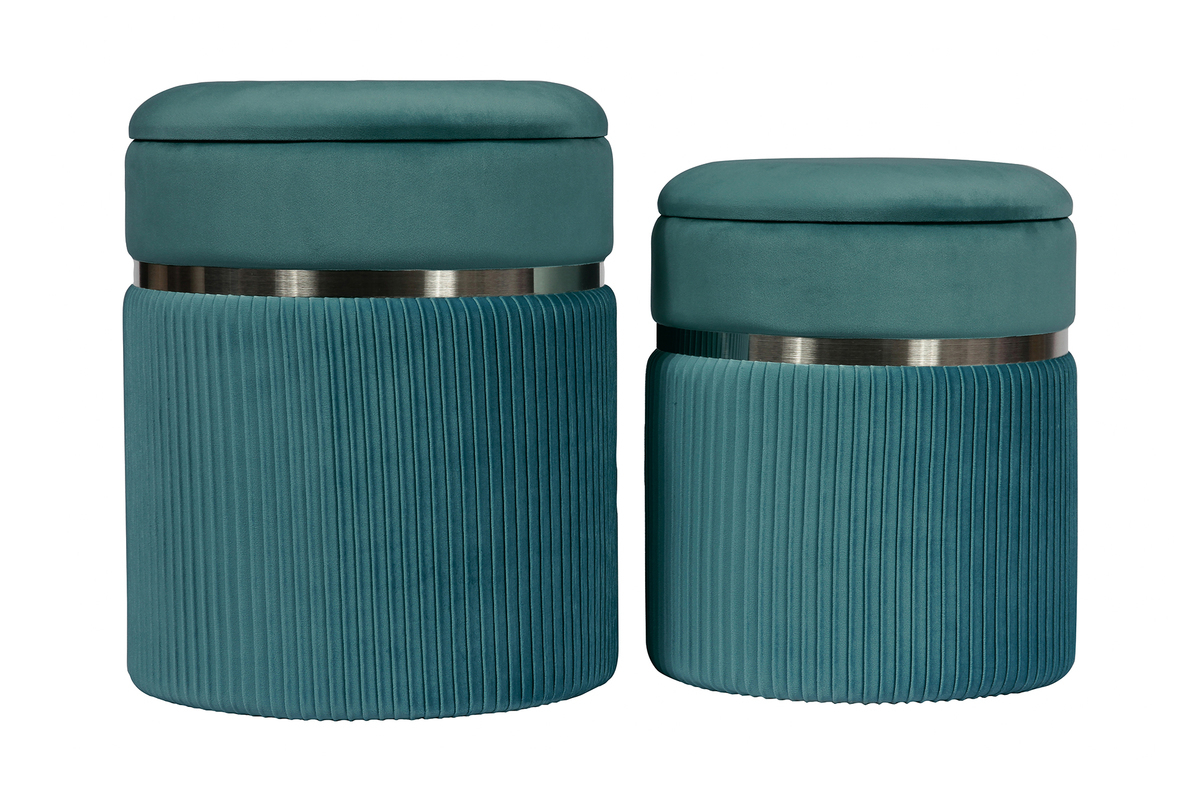 Hocker Zora 325 2er-Set Petrol / Silber