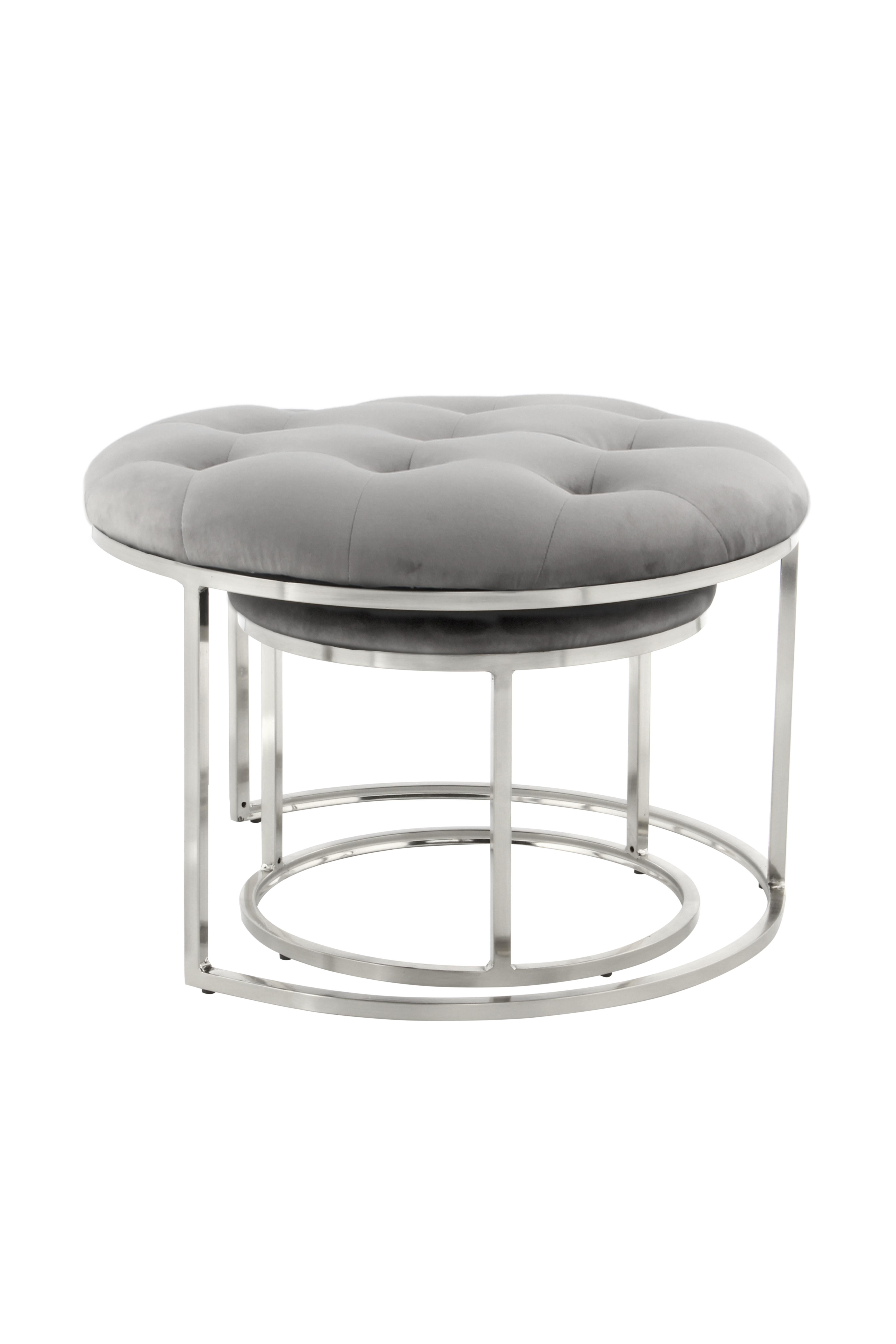 Hocker Becky 825 2er-Set Grau / Silber