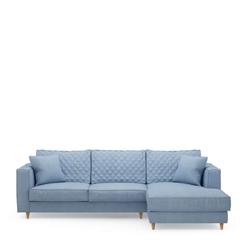 Kendall Sofa with Chaise Longue Right, washed cotton, ice blue