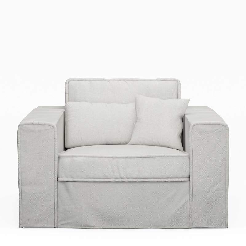 Metropolis Love Seat, washed cotton, ash grey