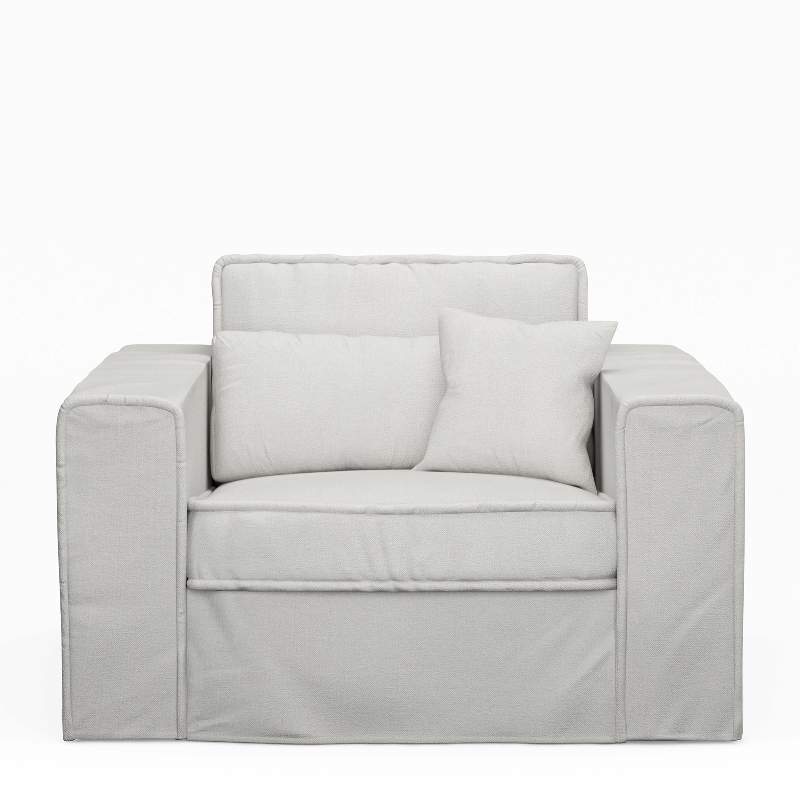 Metropolis Love Seat, washed cotton, ash grey