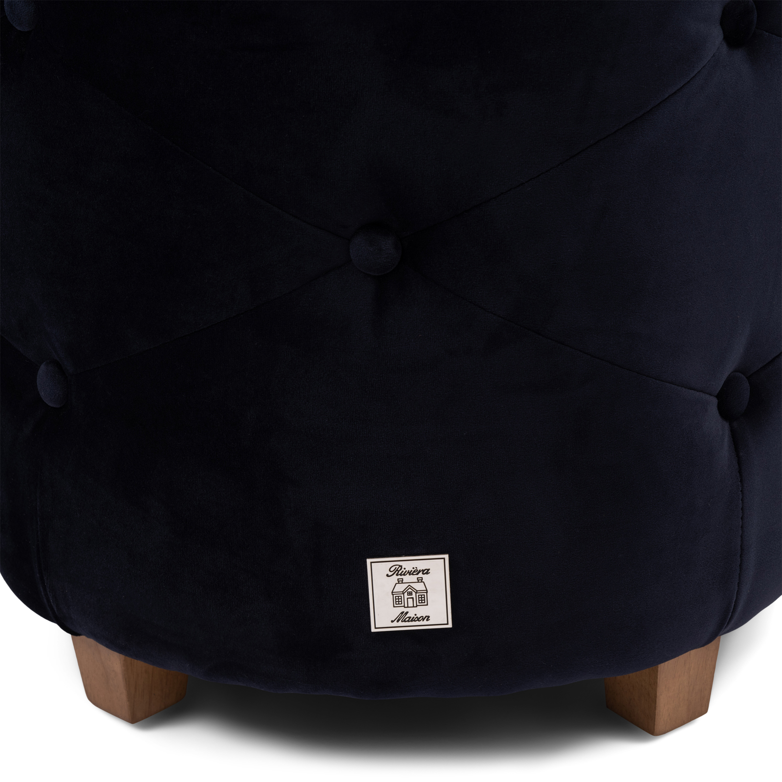 Bowery Footstool, velvet III, indigo 