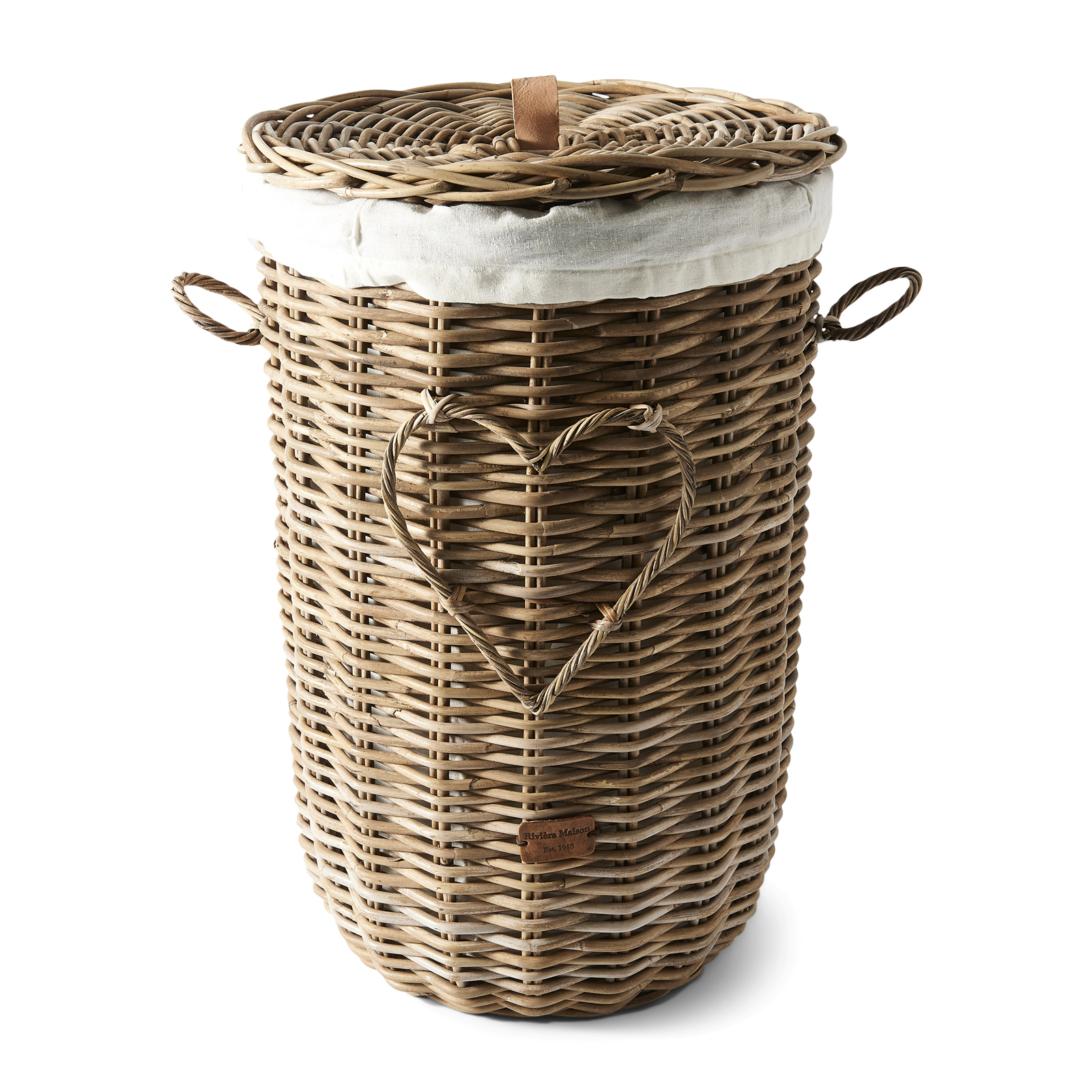 Rustic Rattan Heart Laundry Basket