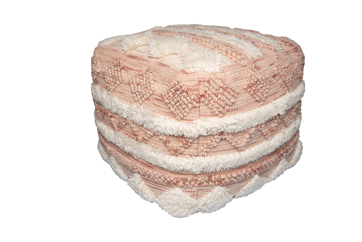 Pouf Bohist 225 Rosa / Creme 50cm x 50cm