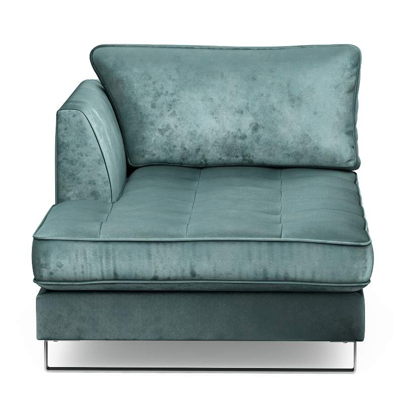 West Houston Chaise Longue Left, velvet, mineral blue