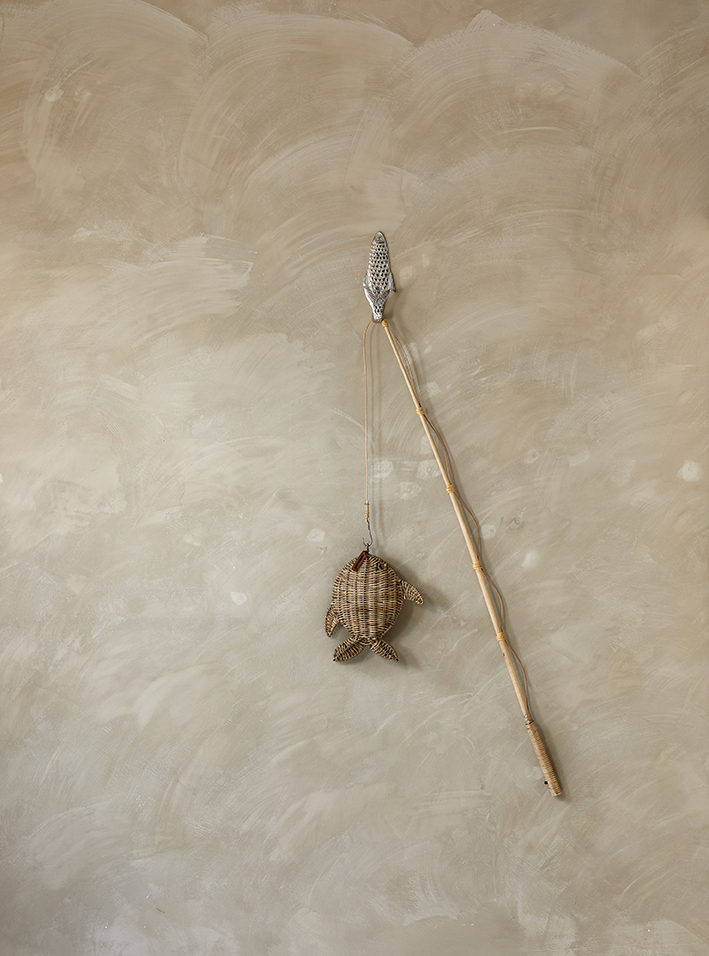 Rustic Rattan Fishing Rod Decoration