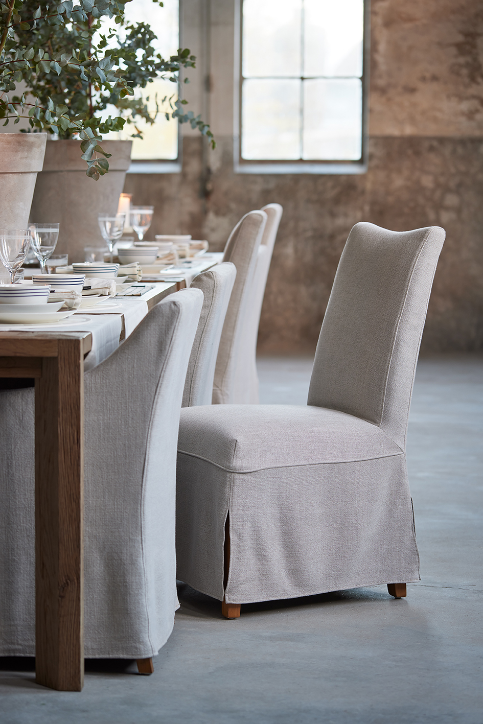 Monti Dining Chair With Loose Cover, mouline linen, fabulous flax