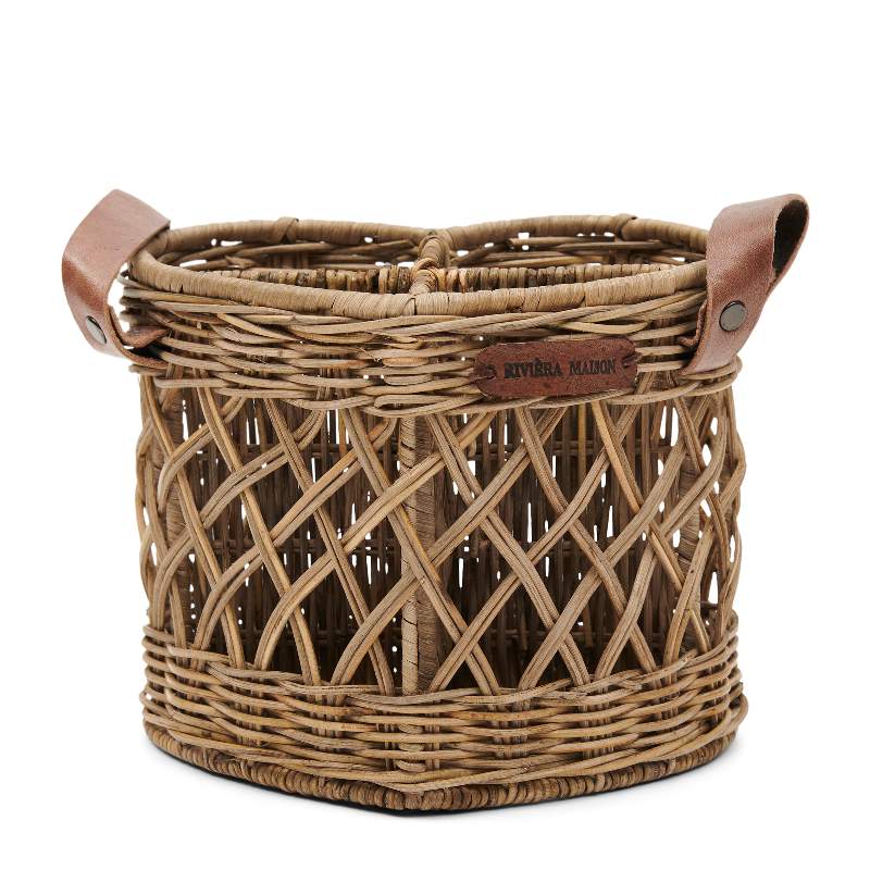 Rustic Rattan Utensils Holder Heart