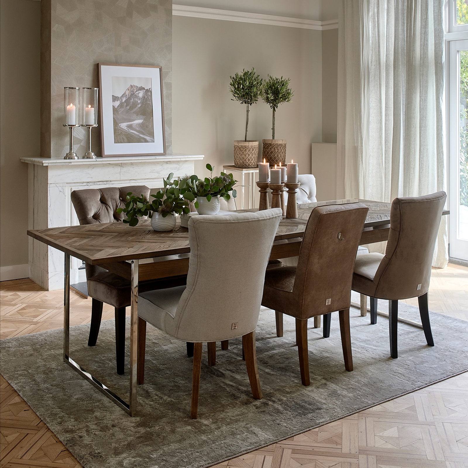 Balmoral Dining Chair, oxford weave, flanders flax Balmoral Dining Chair, oxford weave, flanders flax