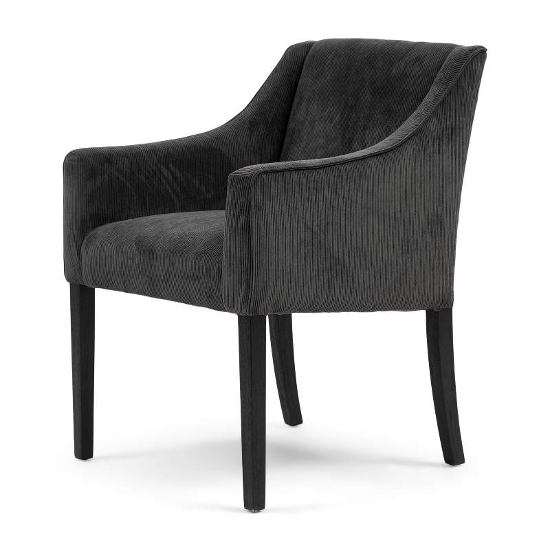 Savile Row Dining Armchair Black Leg, italian rib, mocha Savile Row Dining Armchair Black Leg, italian rib, mocha