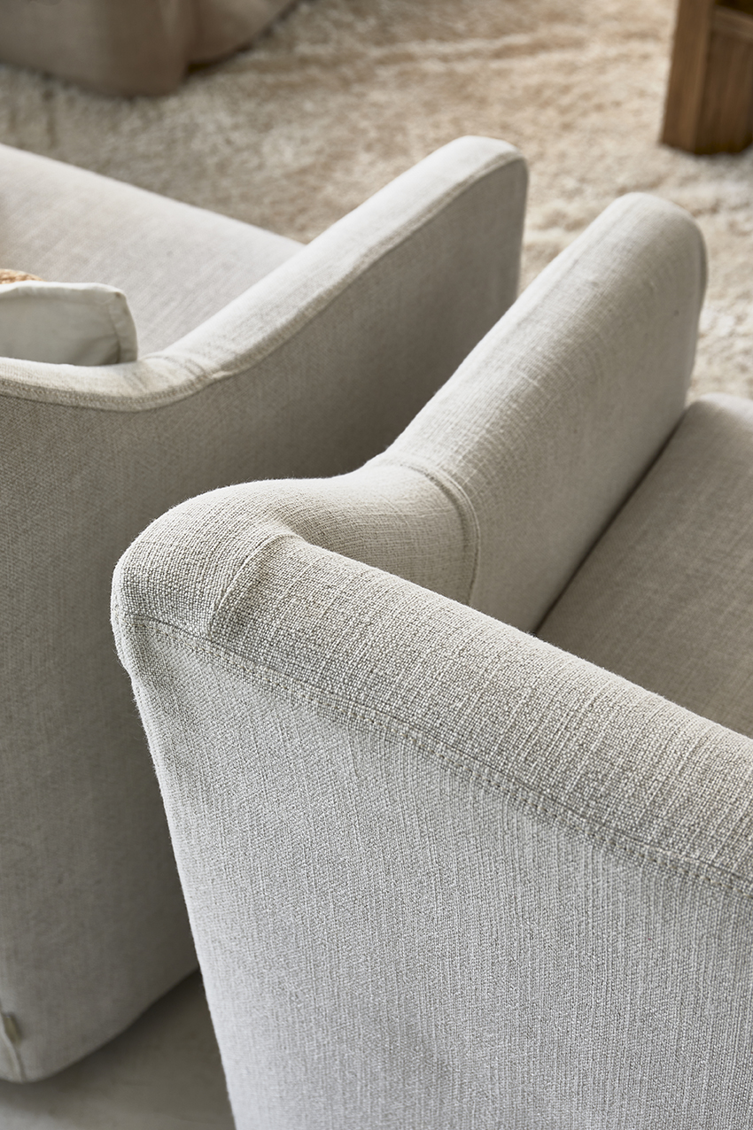 Huntington Armchair Loose Cover, mouline linen, fabulous flax