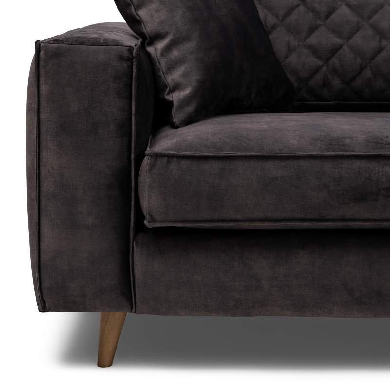 Kendall Corner Sofa Right, velvet, grimaldi grey