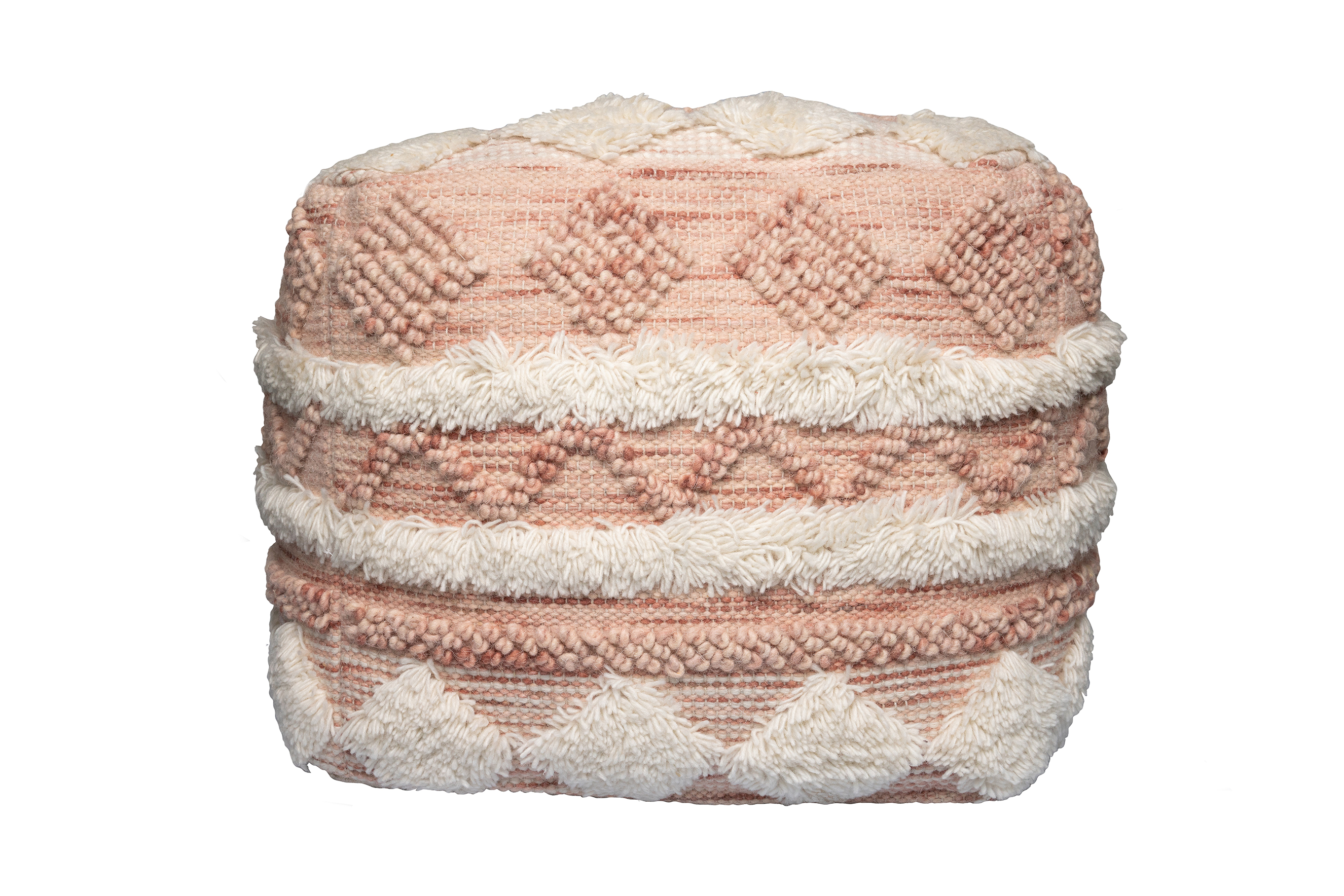 Pouf Bohist 225 Rosa / Creme 50cm x 50cm