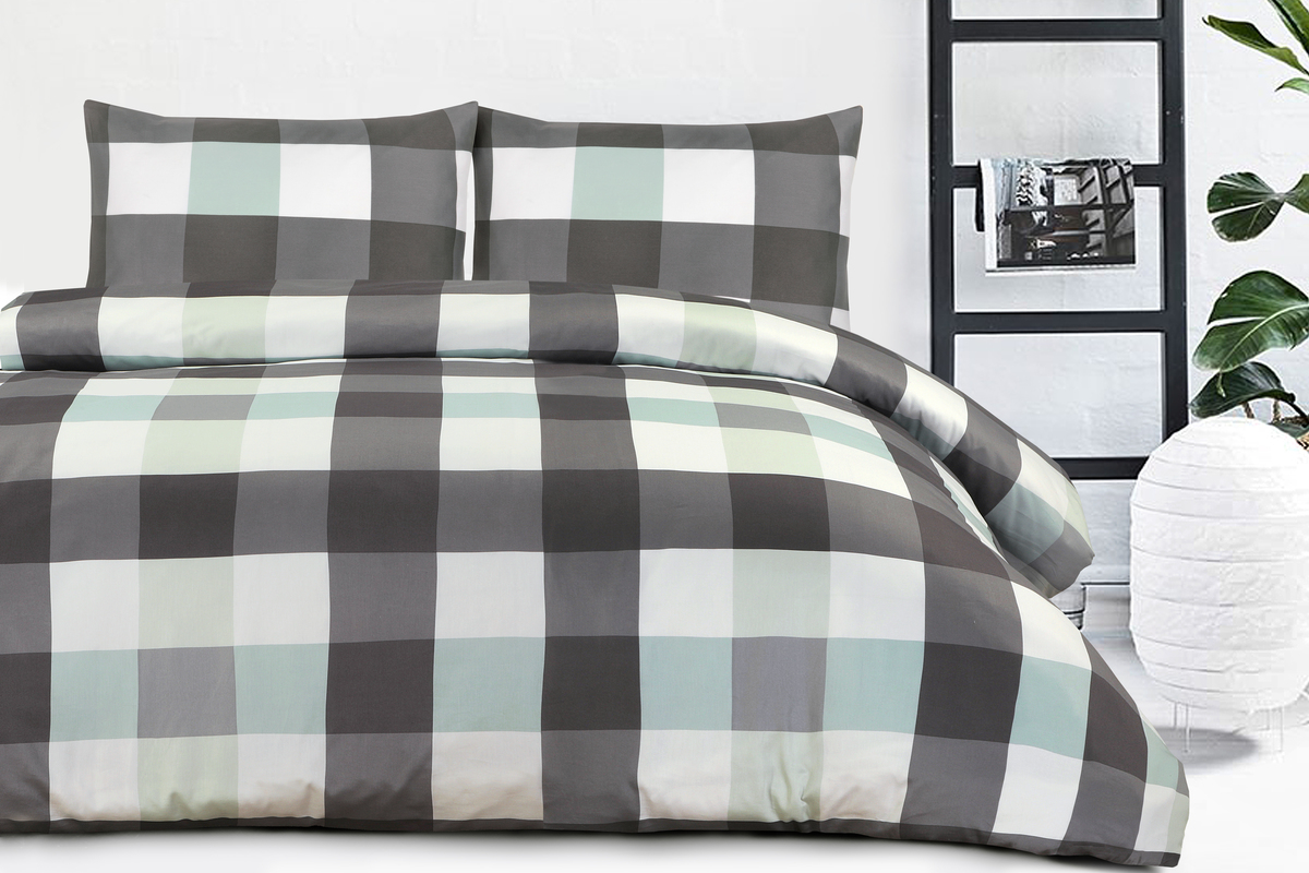 Bettwäsche Nevada 125-NL Anthrazit / Mint 240cm x 240cm Bettwäsche Nevada 125-NL Anthrazit / Mint 240cm x 240cm