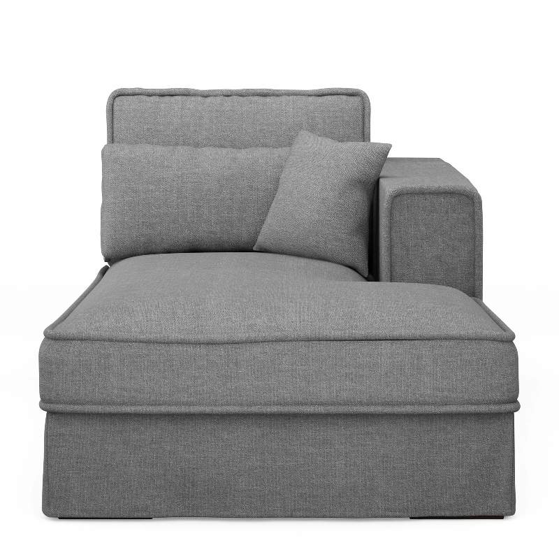 Metropolis Chaise Longue Right, washed cotton, grey