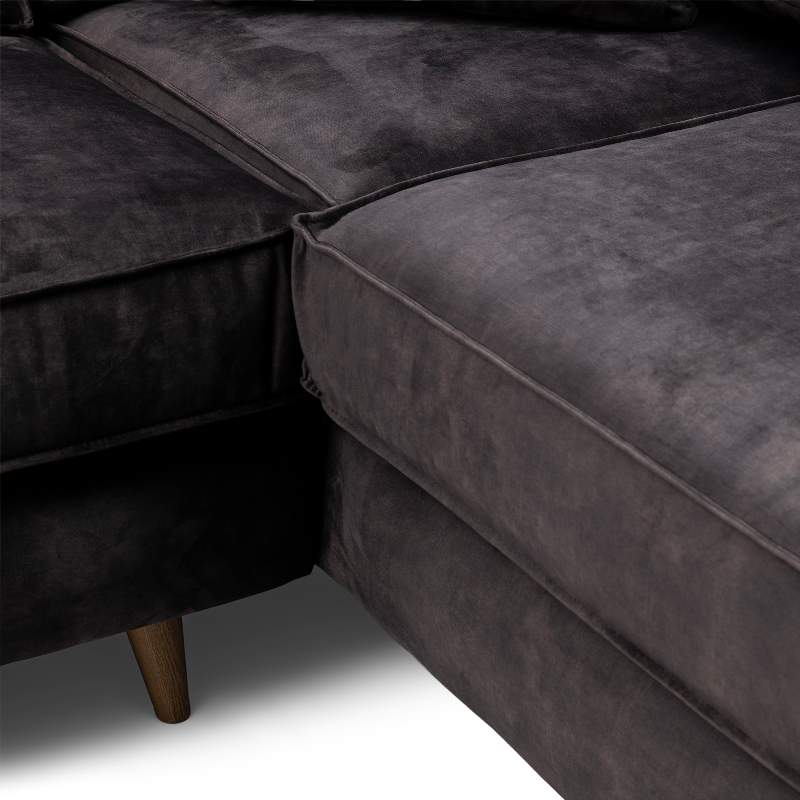 Kendall Corner Sofa Right, velvet, grimaldi grey