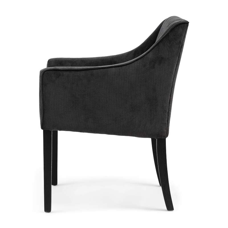 Savile Row Dining Armchair Black Leg, italian rib, mocha