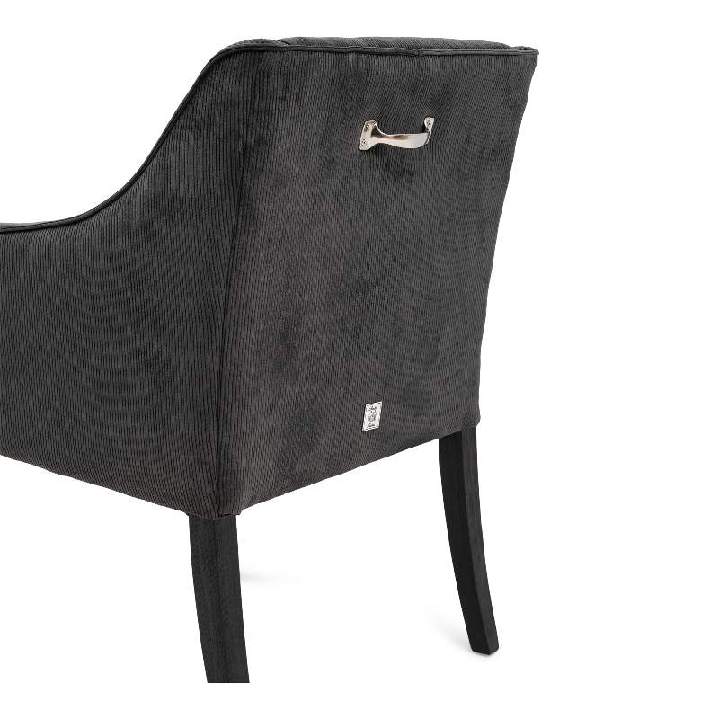 Savile Row Dining Armchair Black Leg, italian rib, mocha