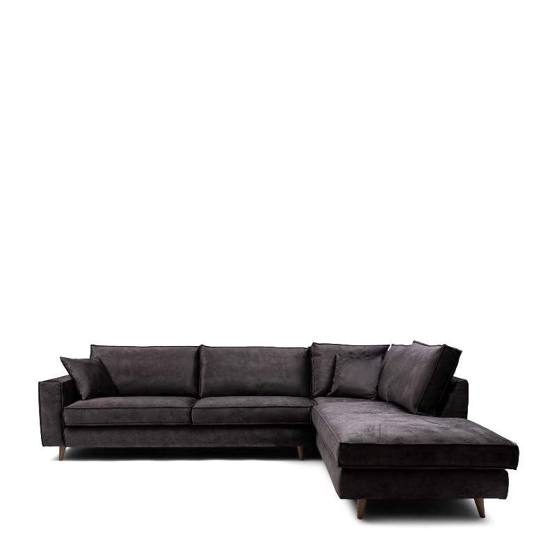 Kendall Corner Sofa Right, velvet, grimaldi grey