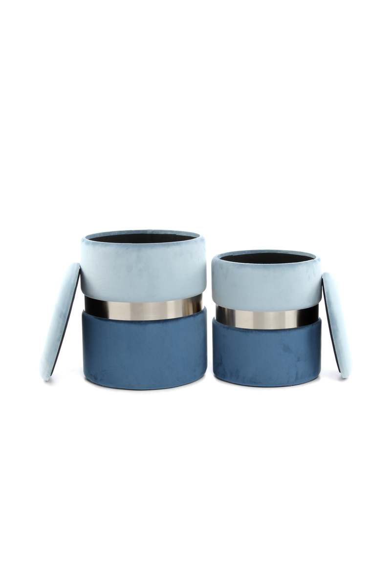 Hocker Zora 125 2-er Set Hellblau / Silber / Blau