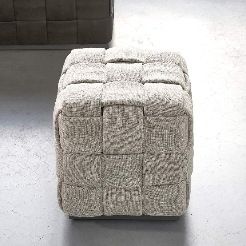 Room 48 Stool 40x40, mouliné linen, fabulous flax