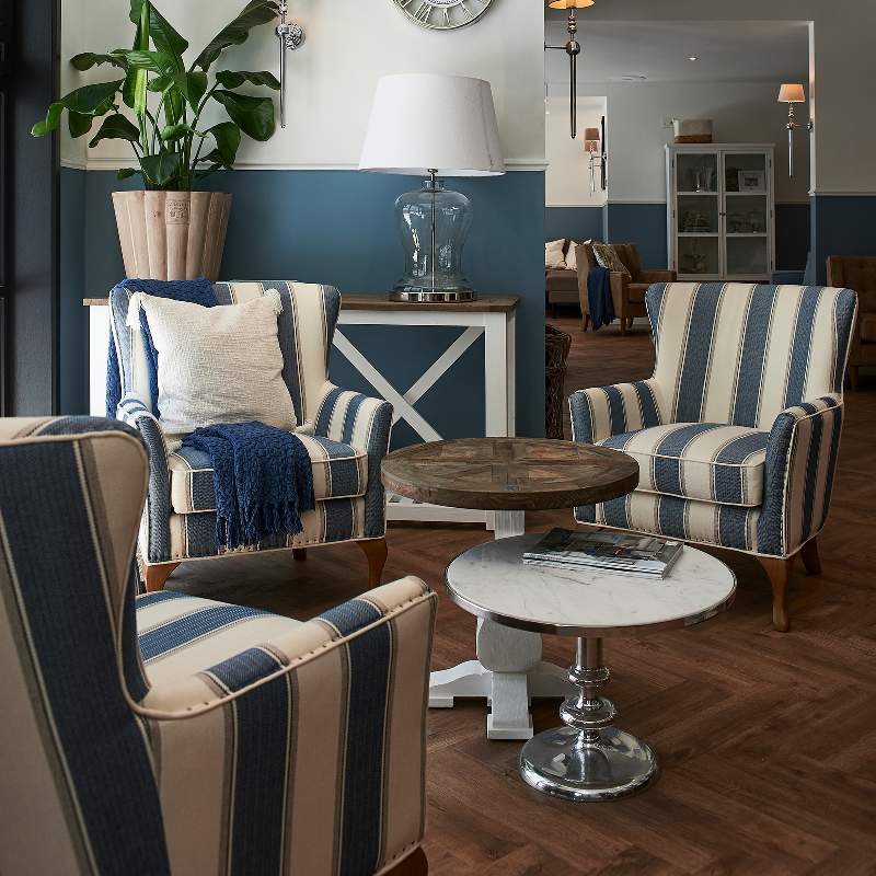 Cavendish Armchair, blue stripe