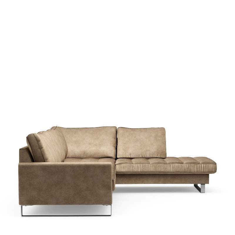 West Houston Corner Sofa Chaise Longue Right, velvet, golden beige